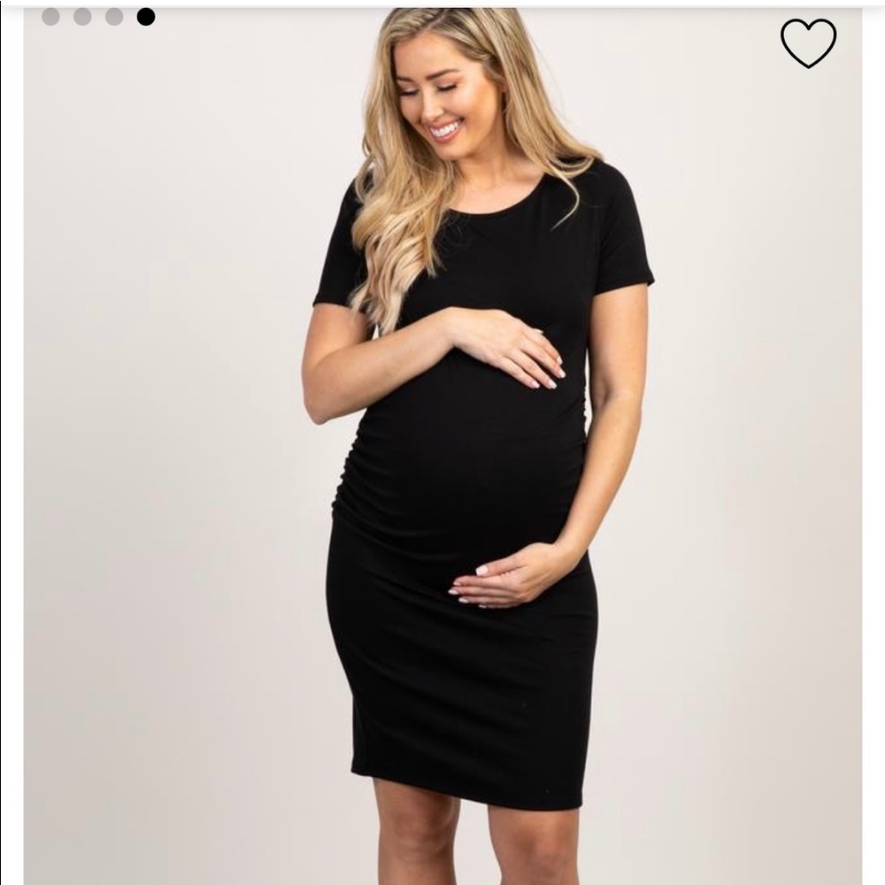 Black Short Sleeve Fitted Maternity Dress